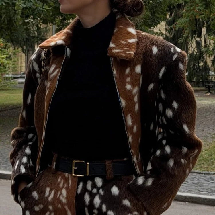 Rachel Bambi Faux Fur Jacket and Shorts Set