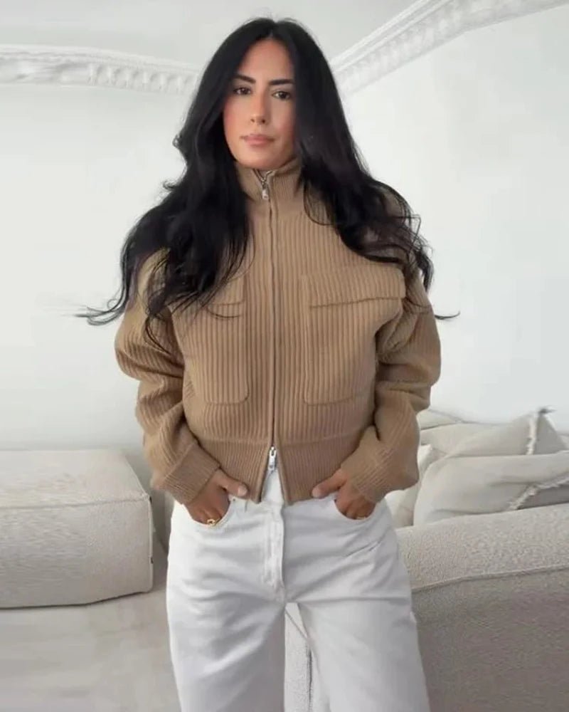SOKYND Agatha Ribbed Knit Cardigan CardiganSOKYND-492375-BRO-S-57175BrownS