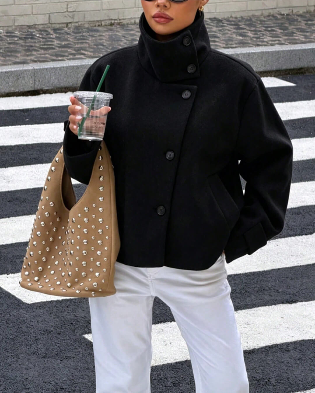 SOKYND Alice Rose Buckle Stand Collar Coat CoatSOKYND-539863-BLA-XS-07511BlackXS