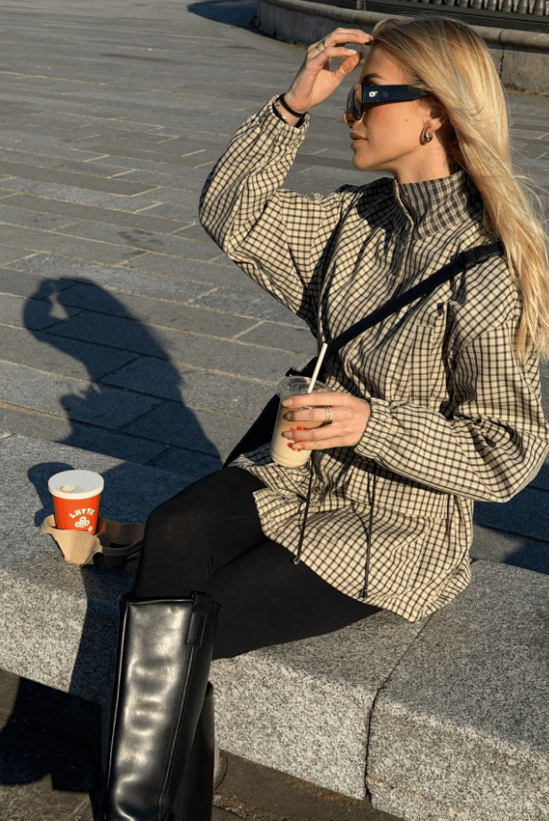 SOKYND Amelia High-Neck Plaid Jacket JacketSOKYND-703959-M-OS-28855M