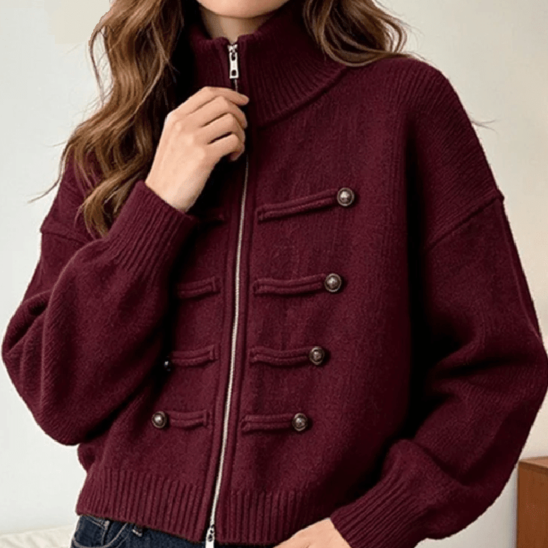 SOKYND Amelia Turtleneck Zip Knit Cardigan CardiganSOKYND-168535-DAR-O-18551Dark RedOne size