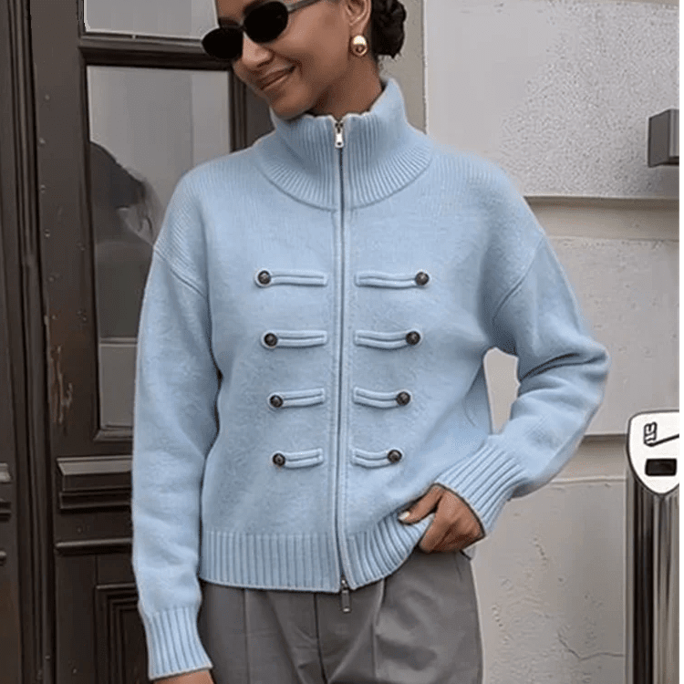 SOKYND Amelia Turtleneck Zip Knit Cardigan CardiganSOKYND-168535-LIG-O-51319Light BlueOne size