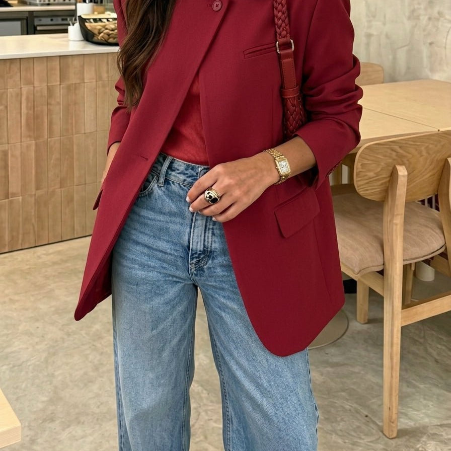 SOKYND Annie Vintage Asymmetric Blazer JacketSOKYND-119575-RED-XS-69591RedXS