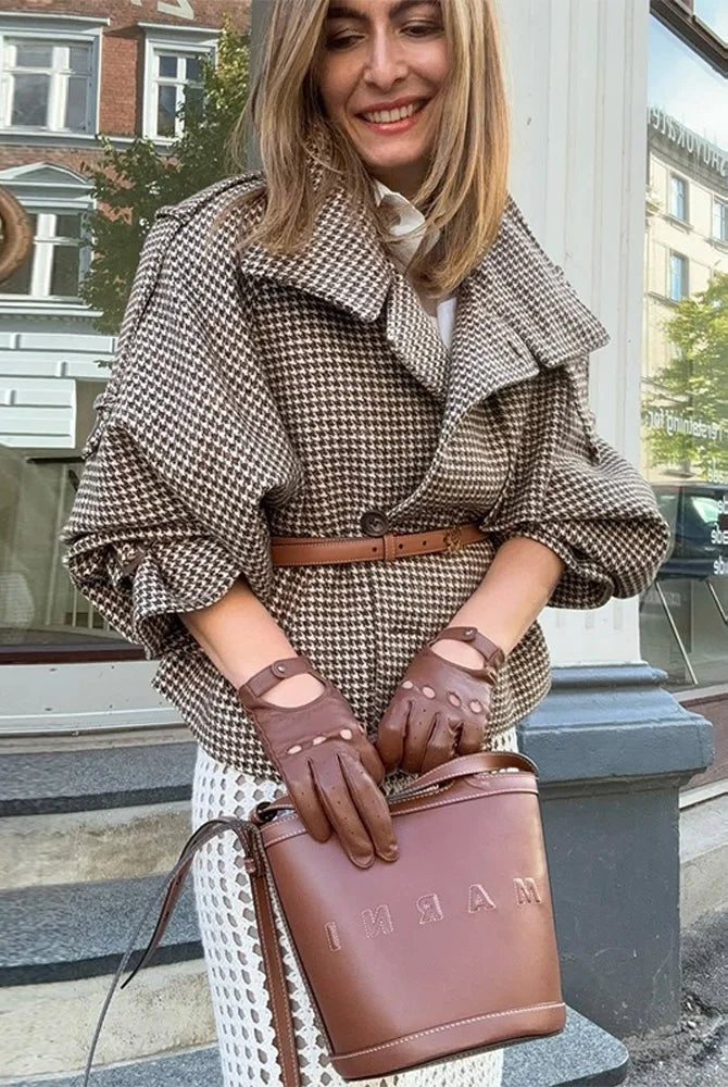 SOKYND Cassandra Lapel Checkered Coat Coats & Jackets1005009699002885-;ui1774570740284458778KhakiS