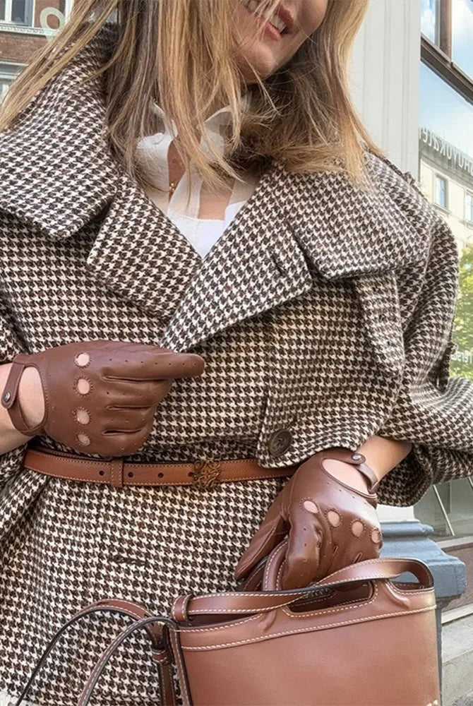 SOKYND Cassandra Lapel Checkered Coat Coats & Jackets1005009699002885-;ui1774570740284458778KhakiS