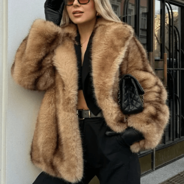 SOKYND Cattleya Faux Fur Coat Coats & JacketsMj1767356248746775474BrownS