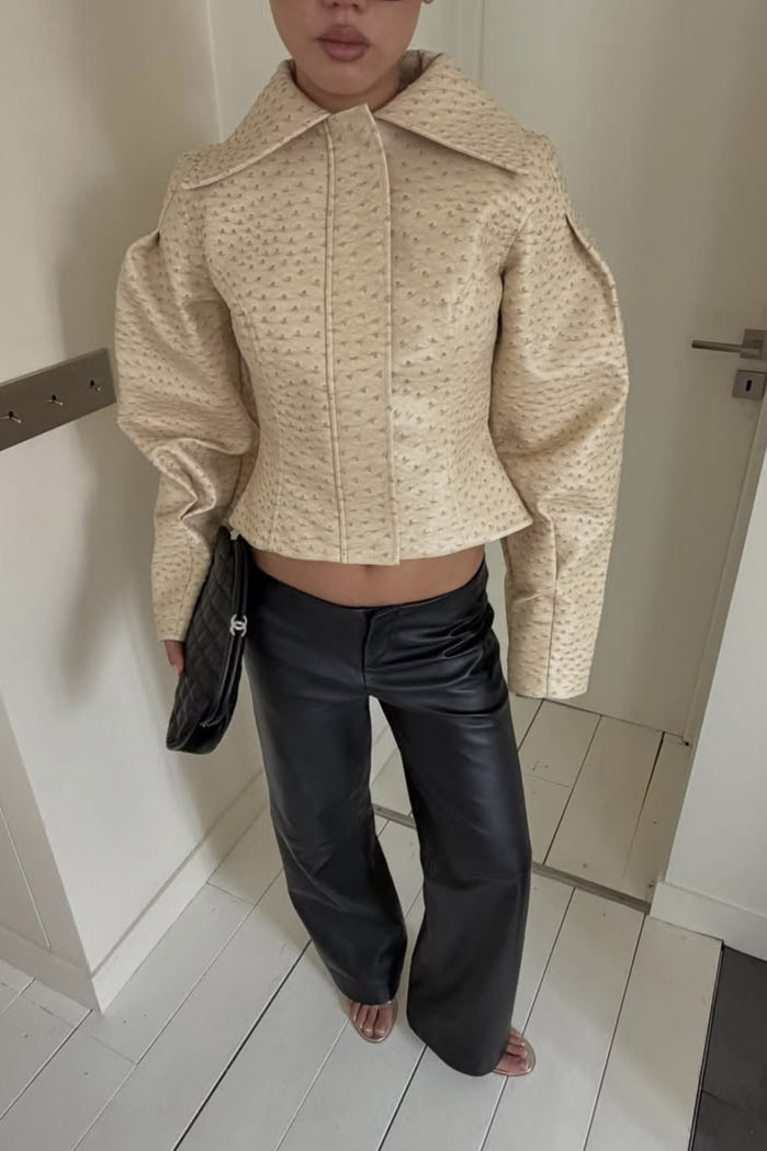 SOKYND Celeste Ostrich Faux Leather Jacket Coats & Jackets