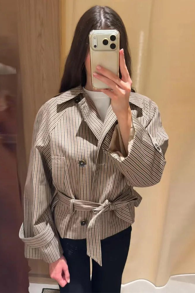 SOKYND Daniela Plaid Belted Trench Coat CoatSOKYND-117079-L-OS-74647L