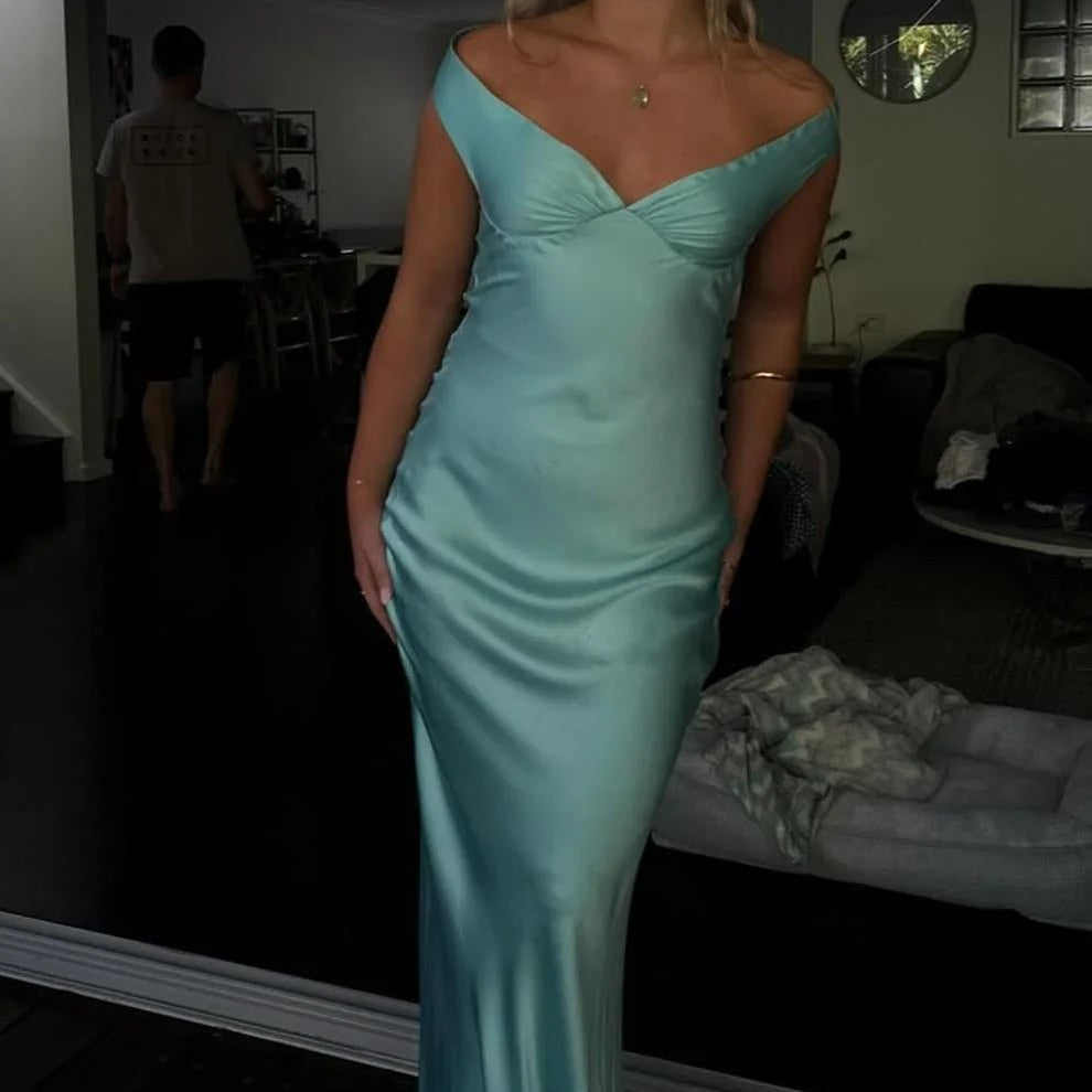 SOKYND Delia Satin Off the Shoulder Maxi Dress DressesSOKYND-413591-NAV-XS-79575Navy BlueXS