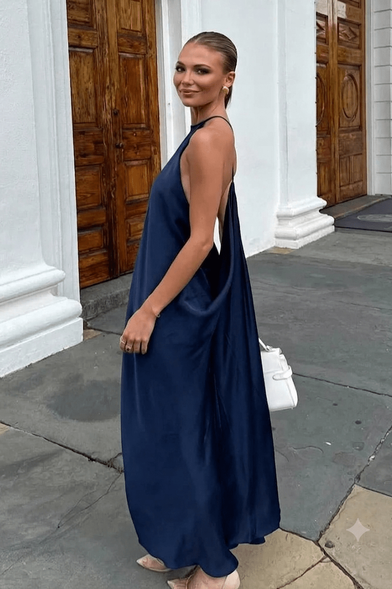 SOKYND Elisabeta Satin Halter Maxi Dress DressSOKYND-377559-DEF-OS-46455NavyXS
