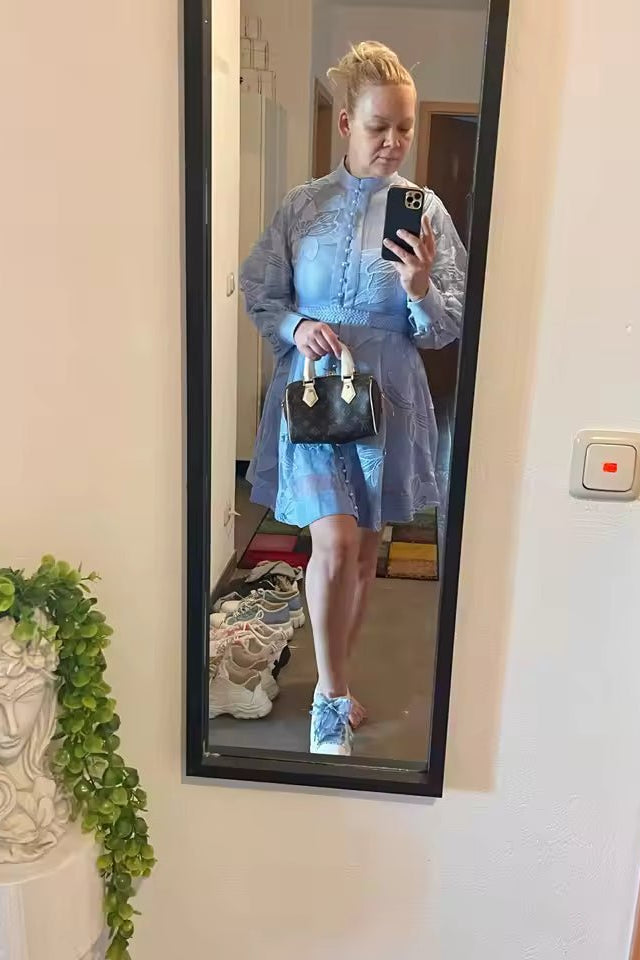 SOKYND Emilia Embroidered Lace Belted Dress DressSOKYND-202455-BLU-S-44439BlueS