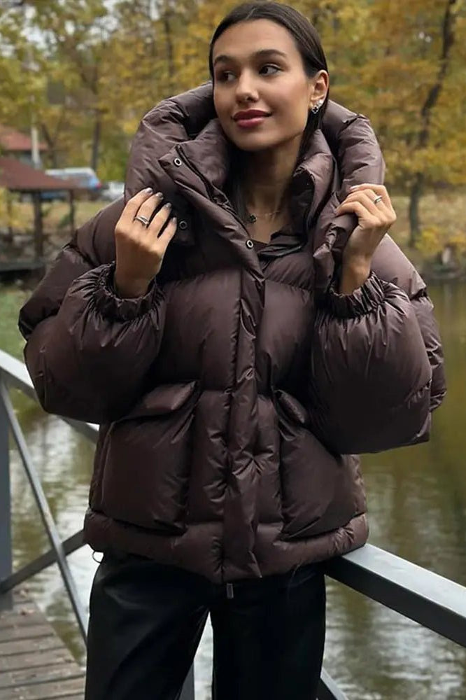 SOKYND Emilia Hooded Puffer Jacket JacketSOKYND-956119-BRO-M-30167BrownM