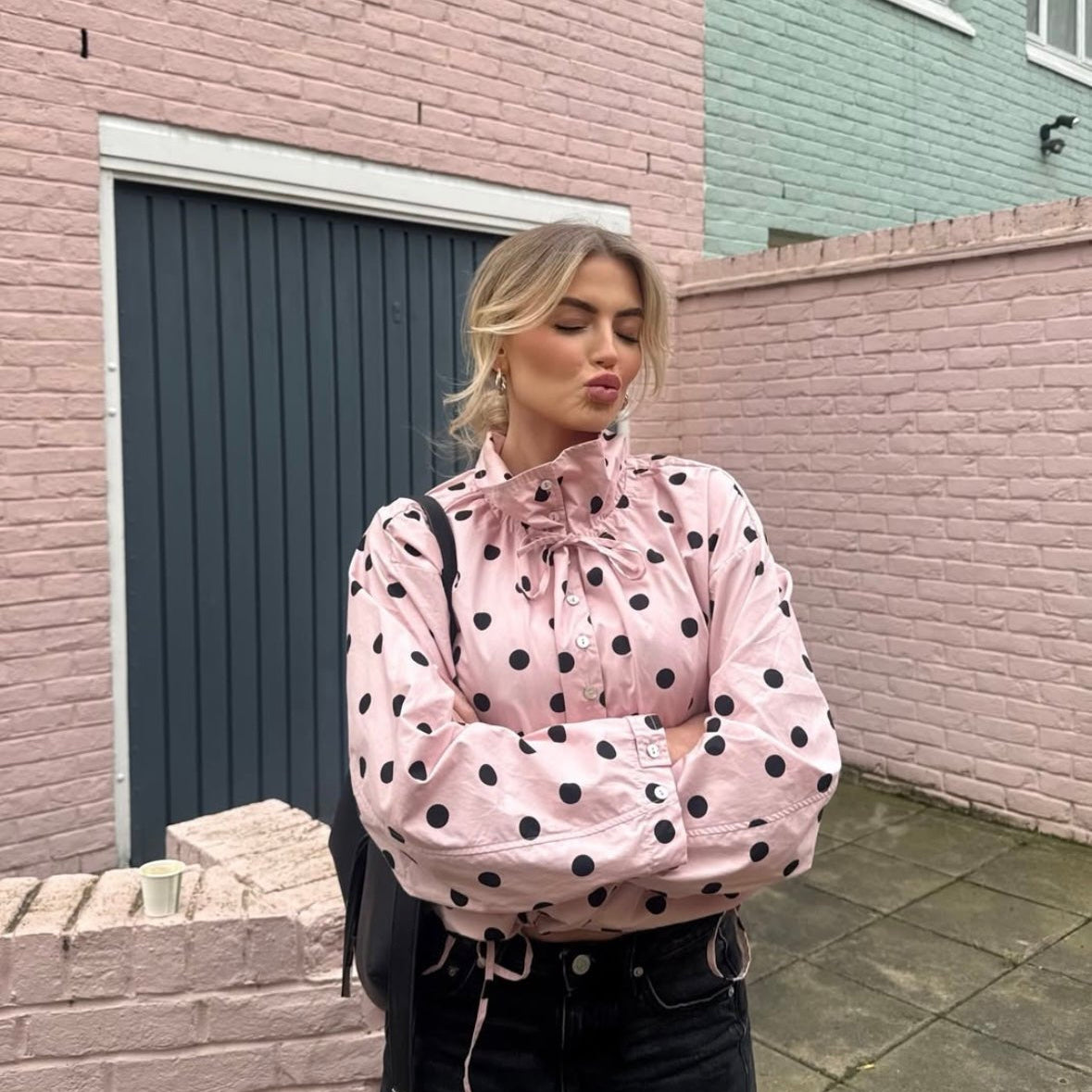 SOKYND Emily Drawstring Polka Dot Jacket JacketSOKYND-922007-PIN-XS-59639PinkXS