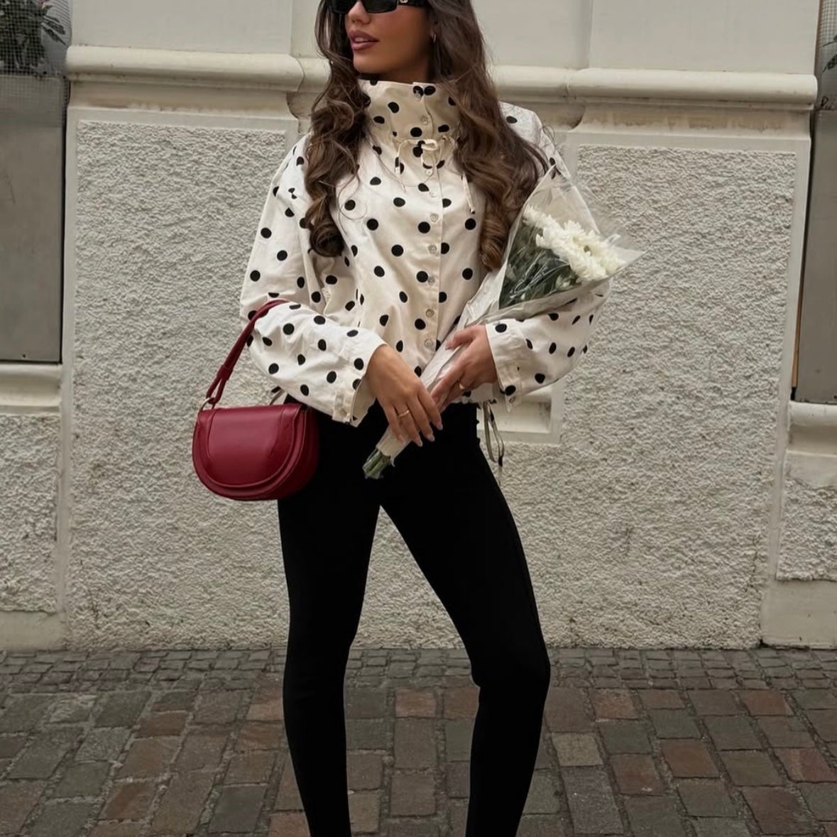 SOKYND Emily Drawstring Polka Dot Jacket JacketSOKYND-922007-WHI-XS-90711WhiteXS