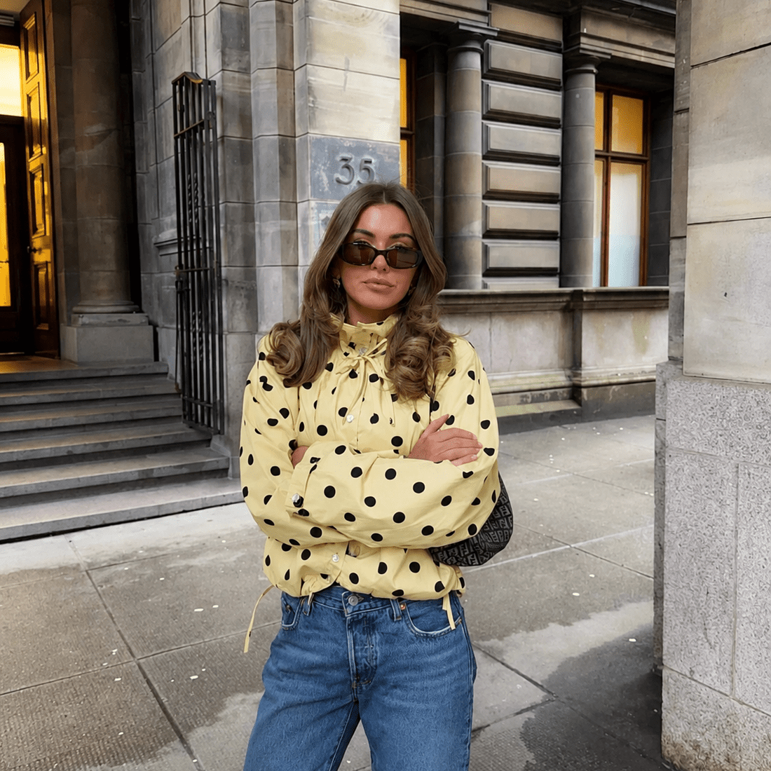 SOKYND Emily Drawstring Polka Dot Jacket JacketSOKYND-922007-YEL-XS-28567YellowXS