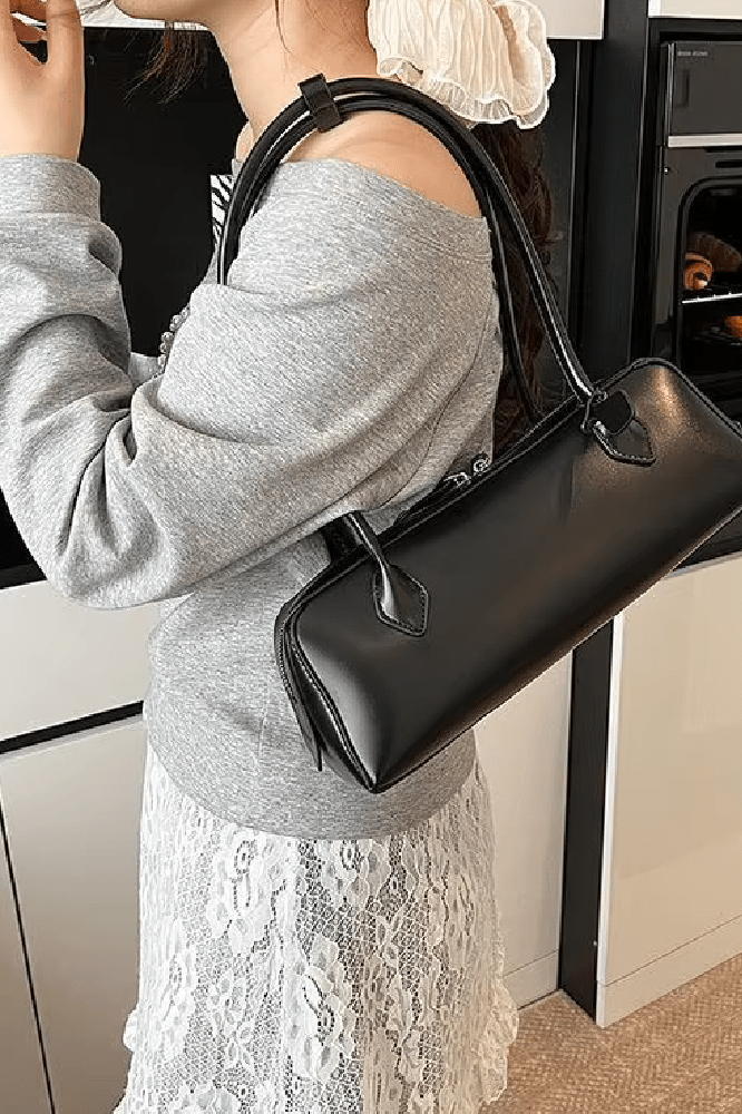 SOKYND Emily Vintage Leather Baguette Bag BagSOKYND-838871-BLA-OS-04183Black