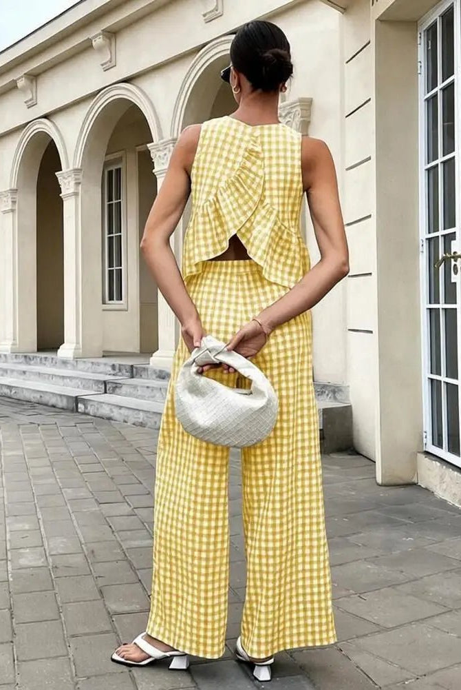SOKYND Enya Plaid Ruffle Two-Piece Set Matching SetsSOKYND-314583-YEL-S-45591YellowS
