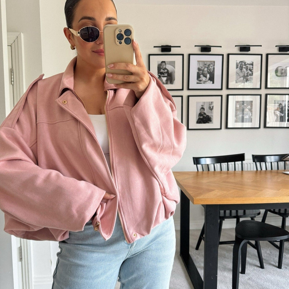SOKYND Erica Faux Suede Bomber Jacket JacketSOKYND-248727-PIN-S-41687PinkS