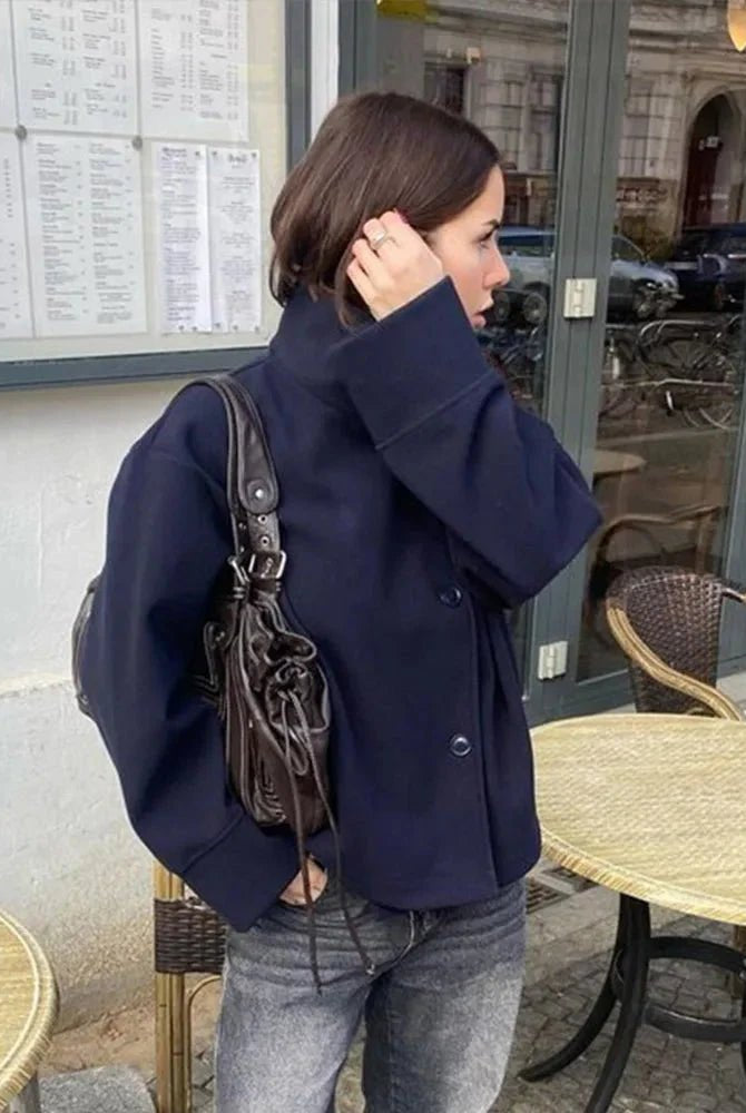 SOKYND Ezra elegant Jacket with Stand Collar Coats & JacketsBZ1767356248733980490Navy BlueL