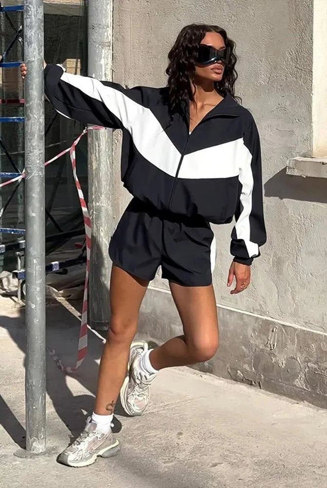 SOKYND Gina Colorblock Jacket Shorts Set Matching SetsSOKYND-060695-BLA-S-65751BlackS