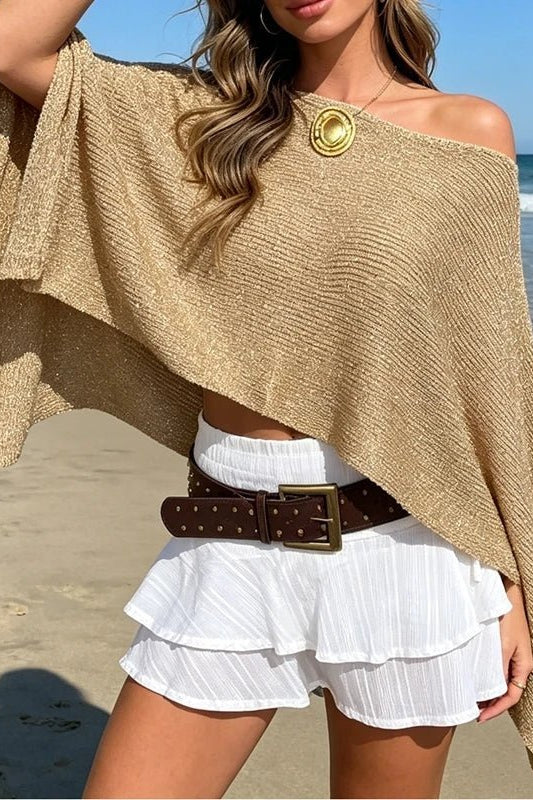 SOKYND Gisele Shimmer Off-Shoulder Cape CapeSOKYND-755991-MOC-OS-39255Mocha