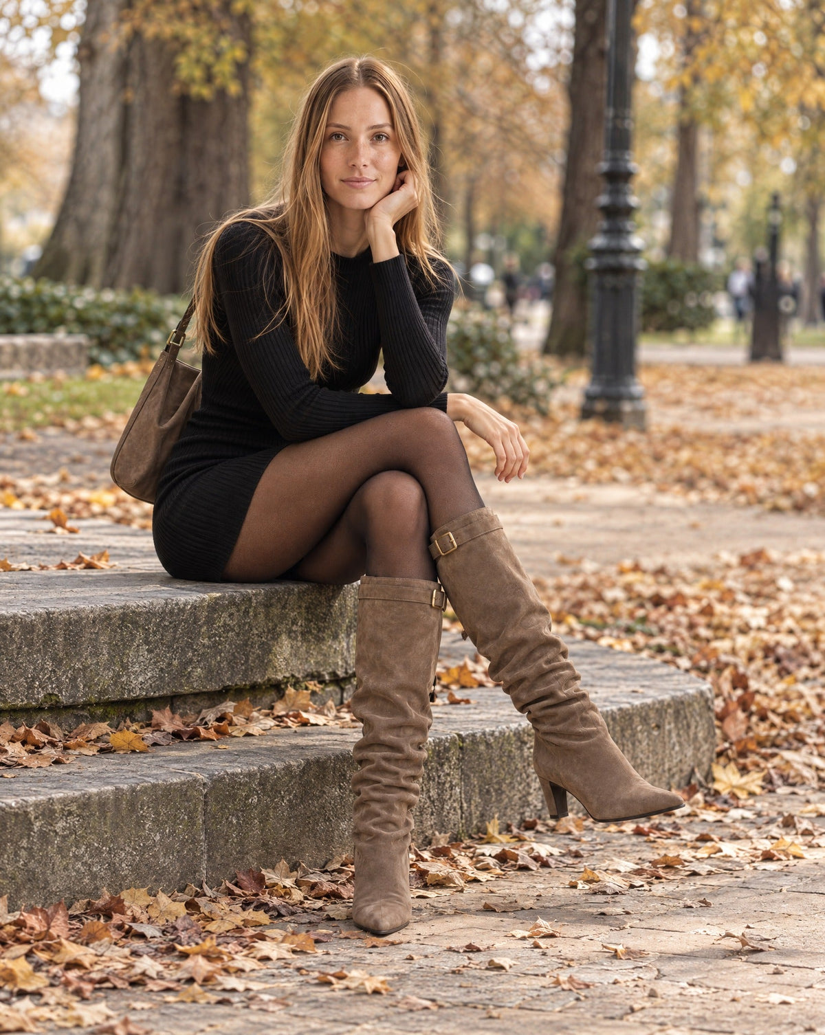 SOKYND Gloria Slouchy Faux Suede Knee High Boots BootsSOKYND-752535-BRO-34-17175Brown34