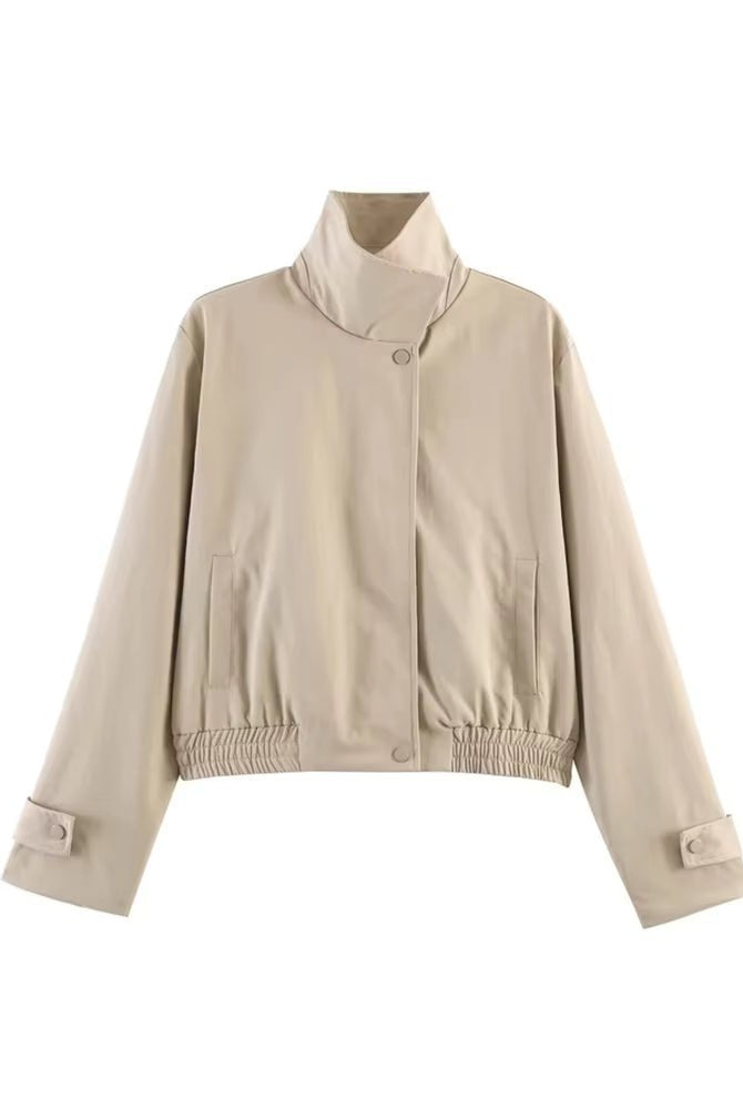 SOKYND Isabel Cropped Bomber Jacket JacketSOKYND-921623-BEI-M-98455BeigeM