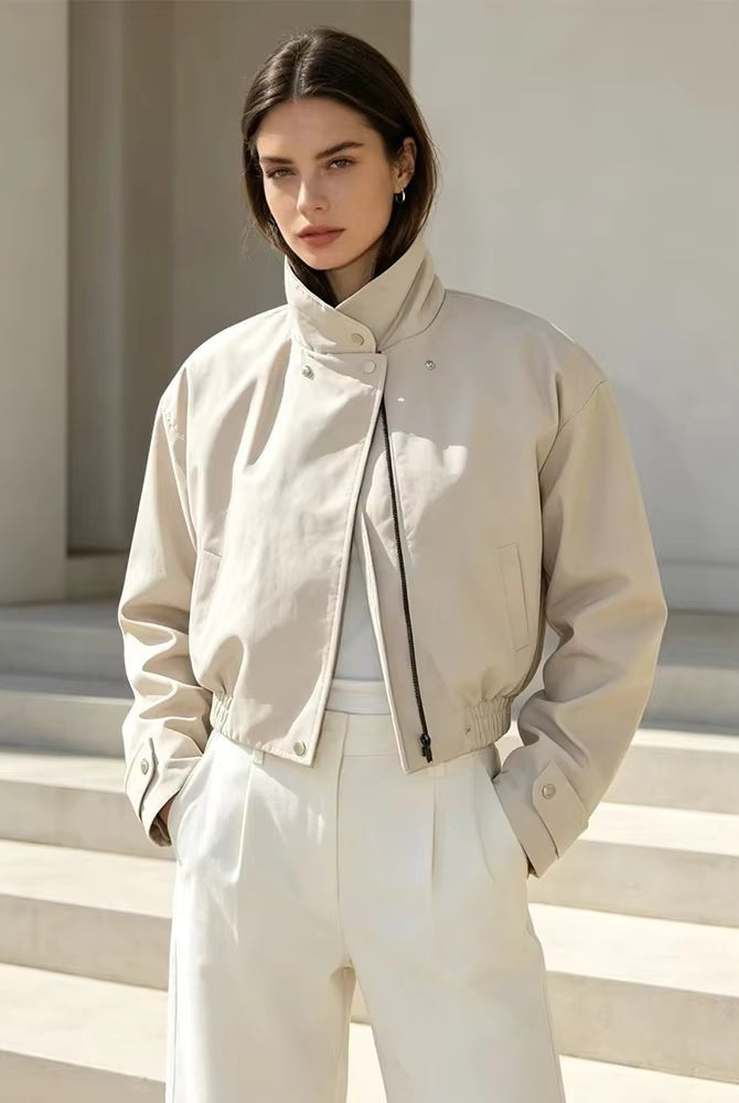 SOKYND Isabel Cropped Bomber Jacket JacketSOKYND-921623-CRE-M-00151CremeM