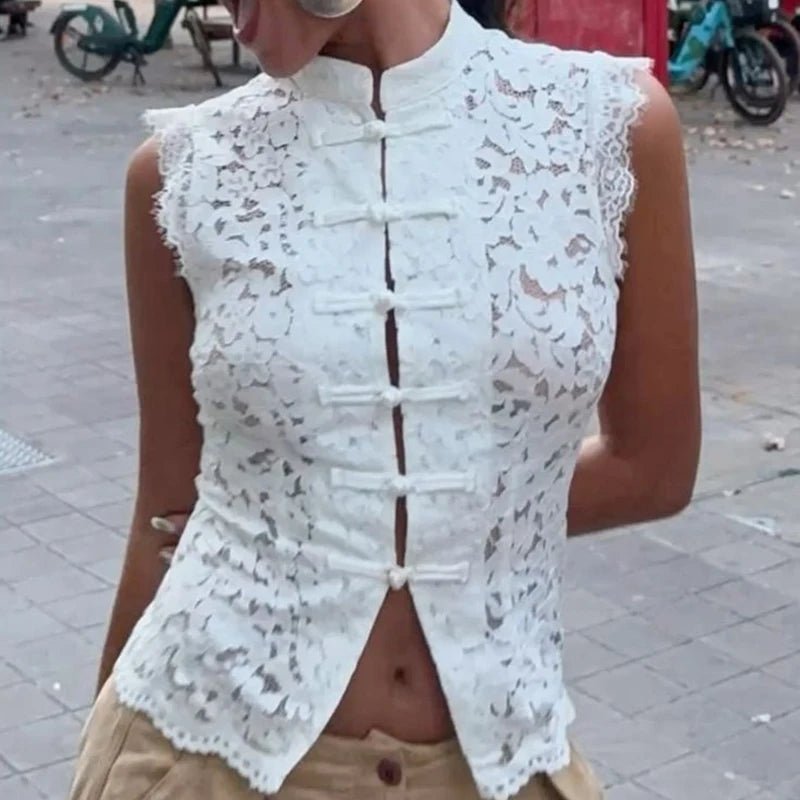 SOKYND Ivy Sleeveless Lace Top in White