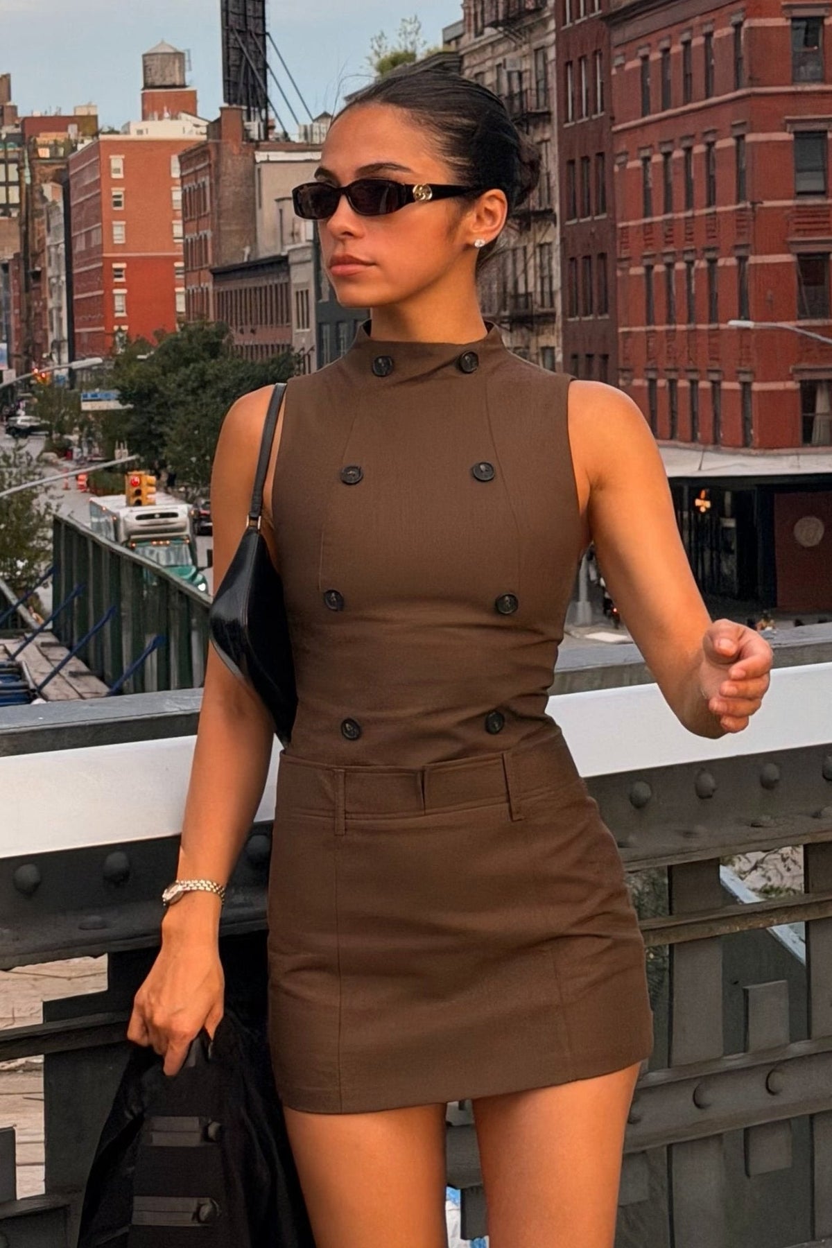 SOKYND Julie High Neck Sleeveless Mini Dress DressSOKYND-393559-BRO-S-43031BrownS