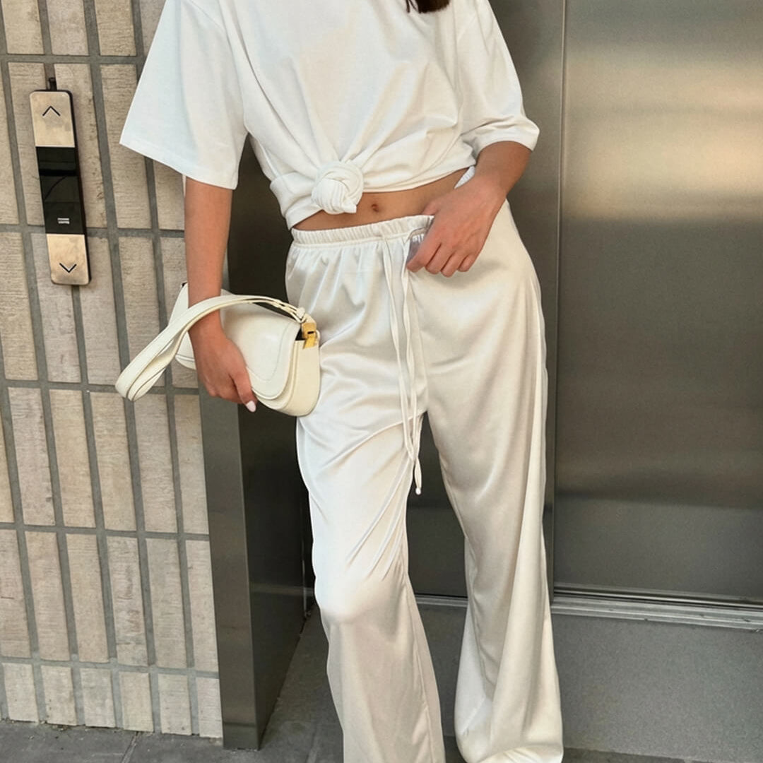 SOKYND Keith High Waist Satin Wide Leg Trousers Trouserspj1774219786667246126WhiteS