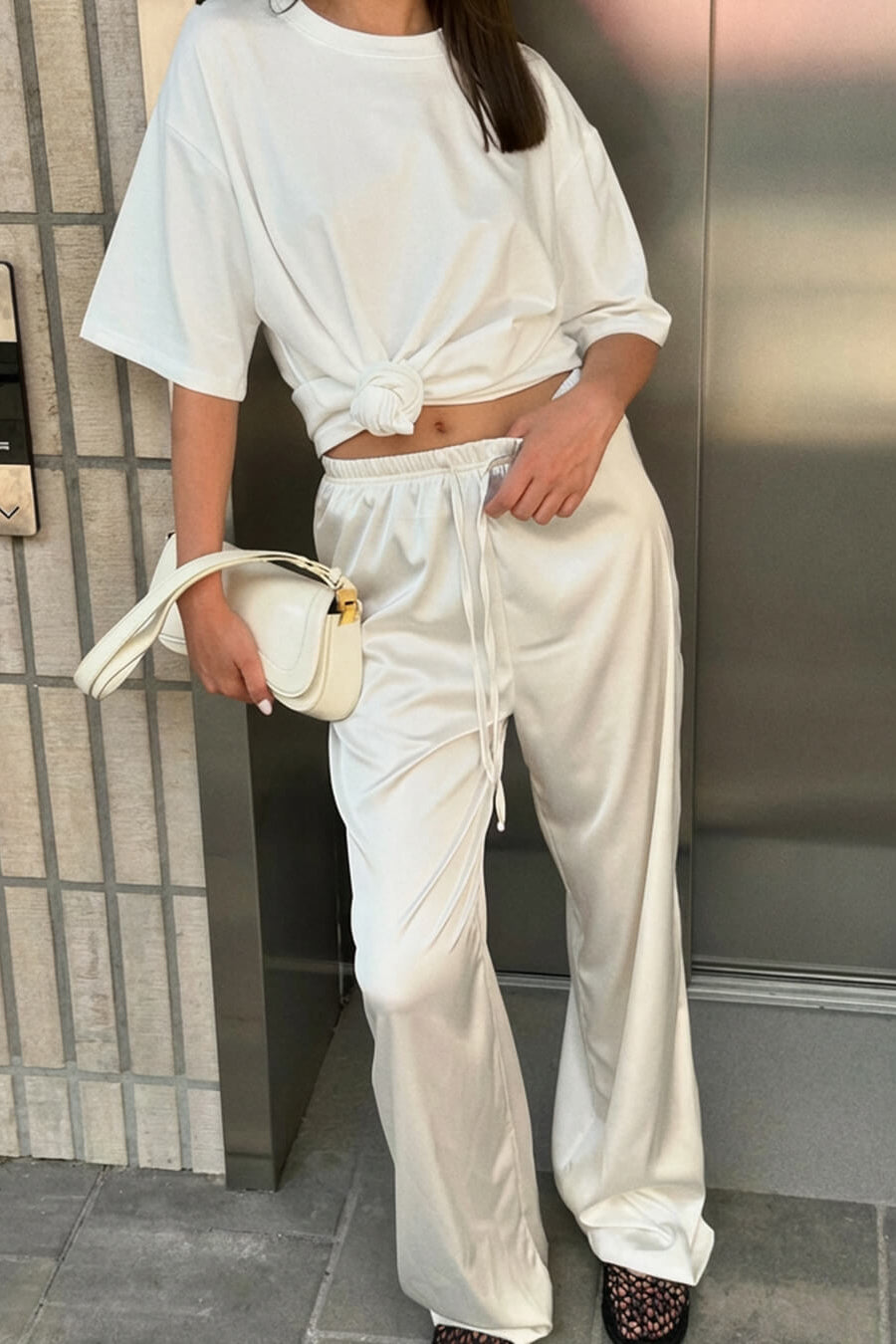 SOKYND Keith High Waist Satin Wide Leg Trousers Trouserspj1774219786667246126WhiteS