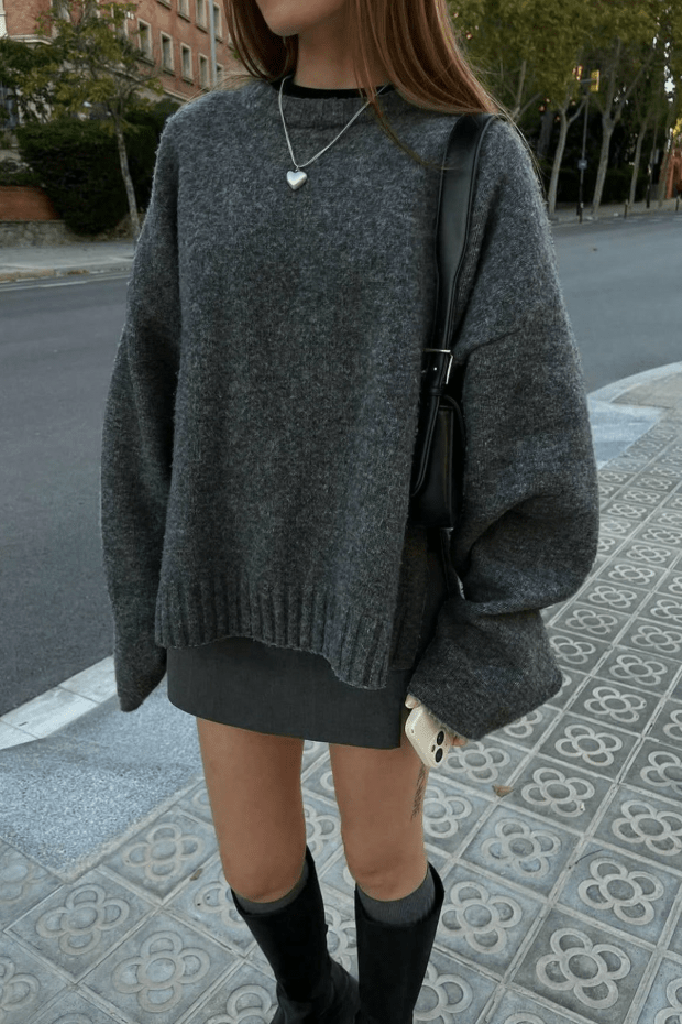 SOKYND Lara Ribbed Knit Sweater SweaterSOKYND-480535-S-GREY-96663GreyOne Size