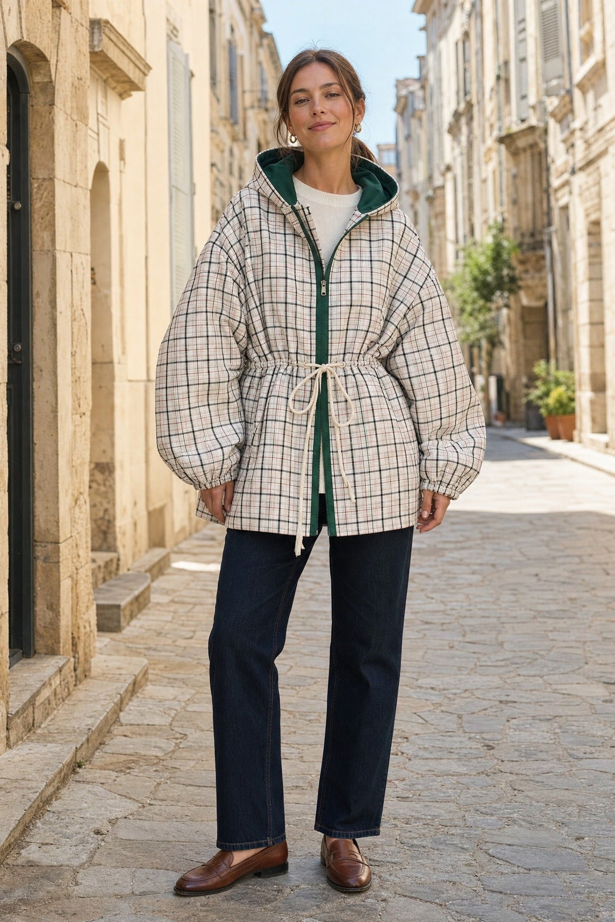 SOKYND Leah Retro Plaid Hooded Jacket JacketSOKYND-410199-S-OS-96695S
