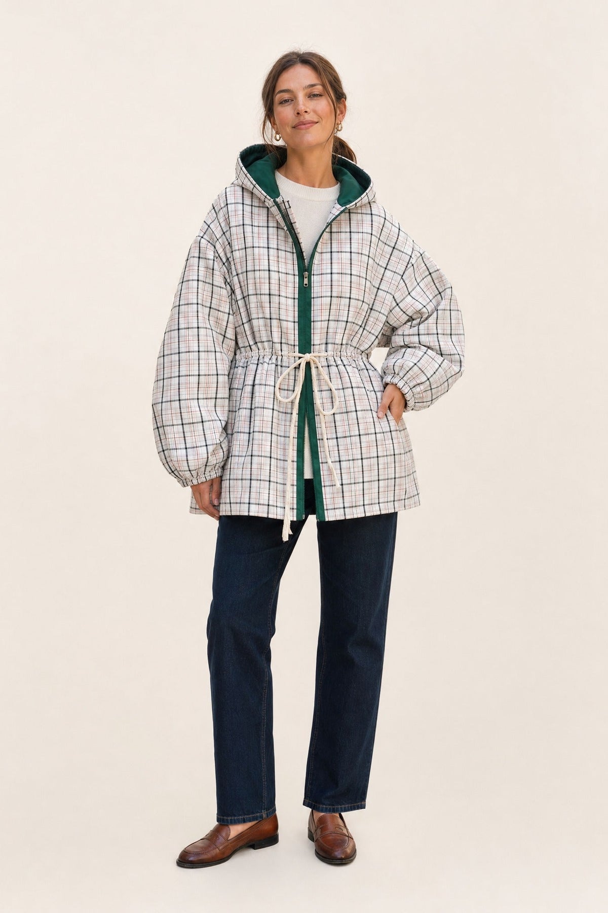 SOKYND Leah Retro Plaid Hooded Jacket JacketSOKYND-410199-S-OS-96695S