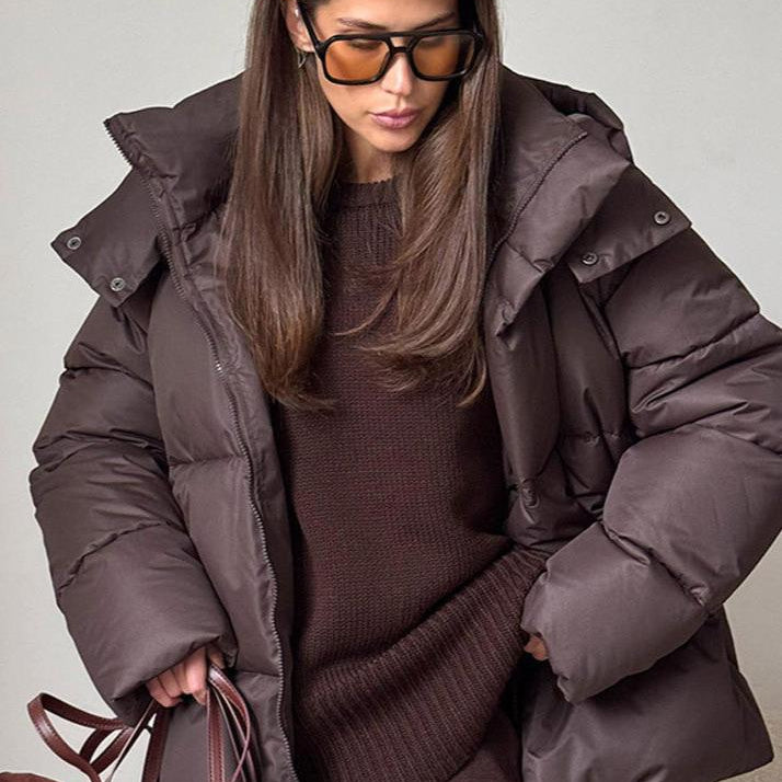 SOKYND Lola Oversized Puffer Jacket with Detachable Hood JacketSOKYND-468055-BRO-S-17399BrownS