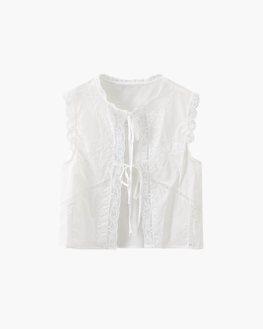 SOKYND Marilyn Embroidered Lace Trim Blouse in White
