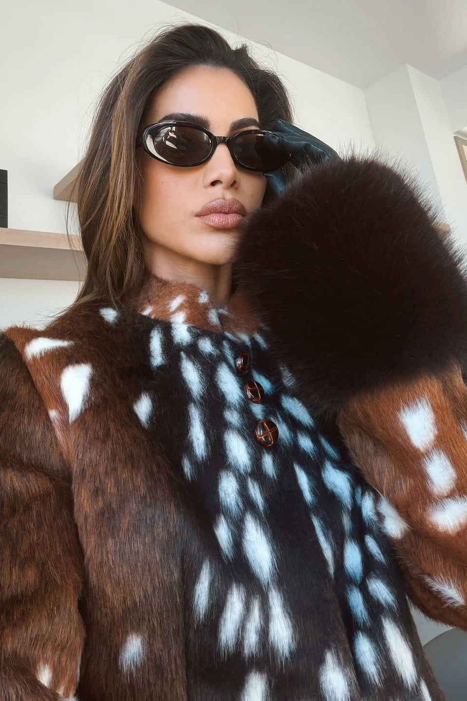 SOKYND Melissa Contrast Cuff Faux Fur Jacket JacketSOKYND-006551-1AS-M-28567BrownM
