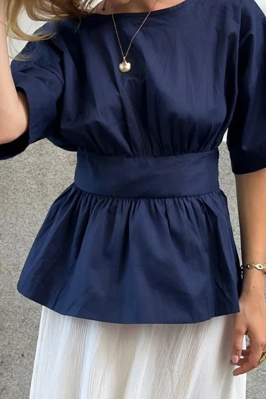 SOKYND Monica Ruffled Backless Blouse BlouseSOKYND-680855-NAV-S-82775NavyS