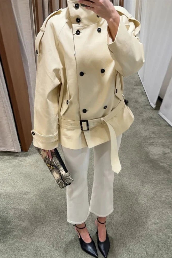 SOKYND Nina Stand Collar Trench Coat CoatSOKYND-242647-B-L-90551BeigeL