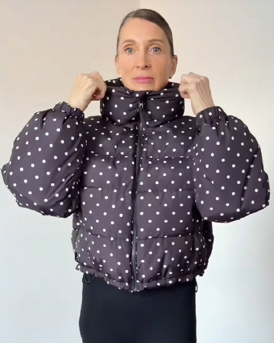 SOKYND Nora Polka Dot Cropped Puffer Jacket JacketSOKYND-588503-XS-OS-20695XS