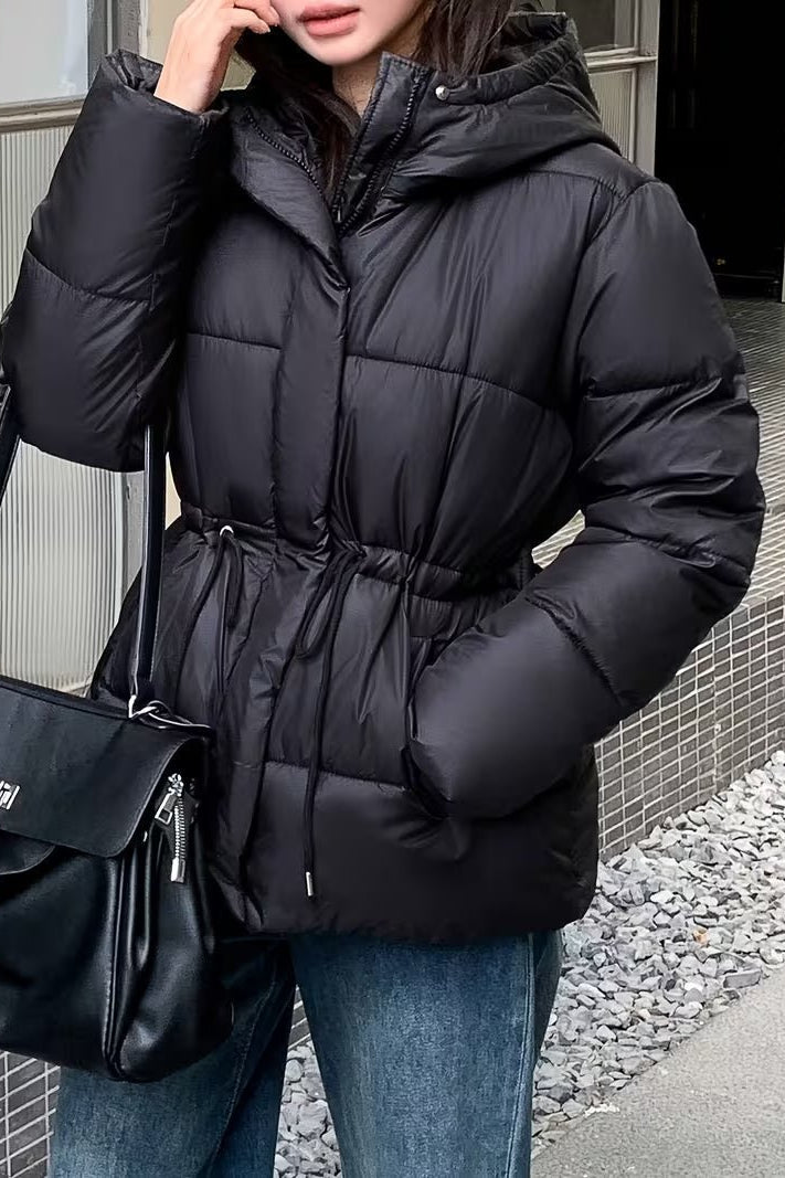 SOKYND Olivia Oversized Drawstring Waist Puffer Jacket JacketBlackS