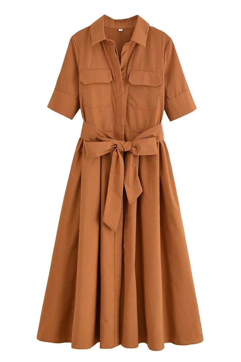 SOKYND Paloma Belted Shirt Midi Dress DressesSOKYND-375255-PIN-XS-00759Pink StripesXS