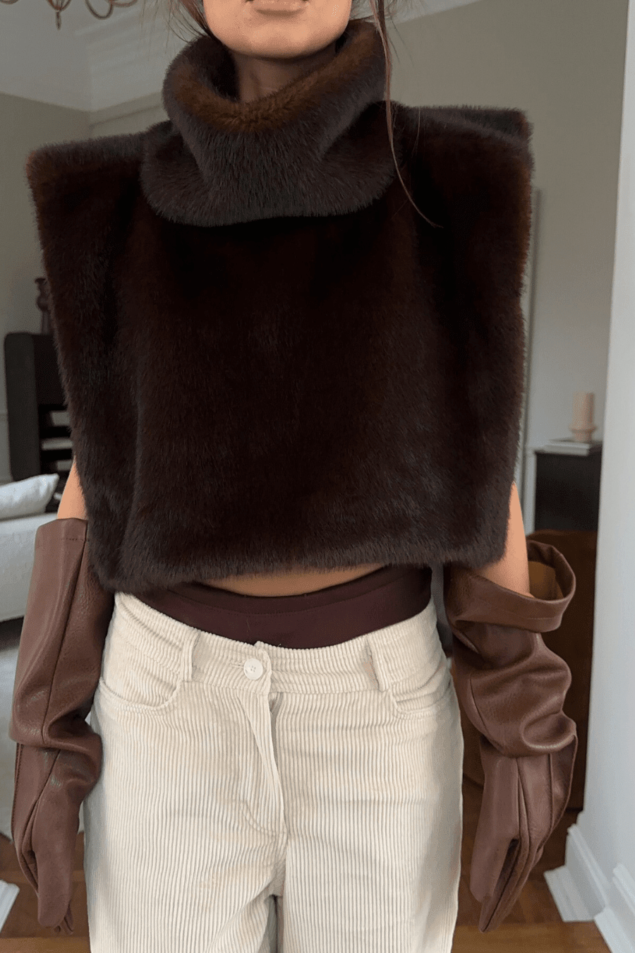 SOKYND Parker Faux Fur Turtleneck Vest VestSOKYND-068951-BRO-S-79319BrownS