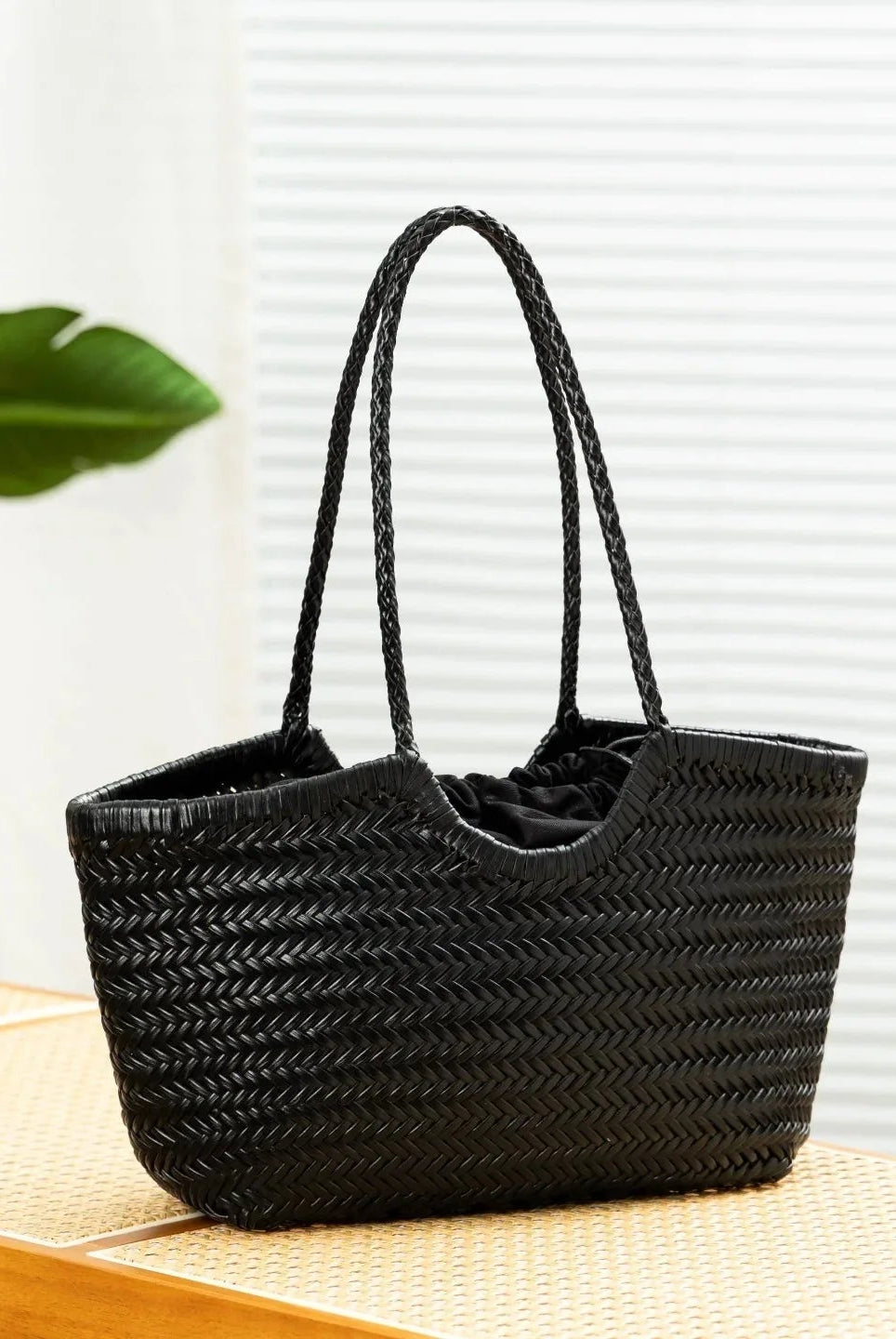 SOKYND Petra Handwoven Leather Tote Bag HandbagsSOKYND-989527-IVO-LARGE-93303IvoryLarge