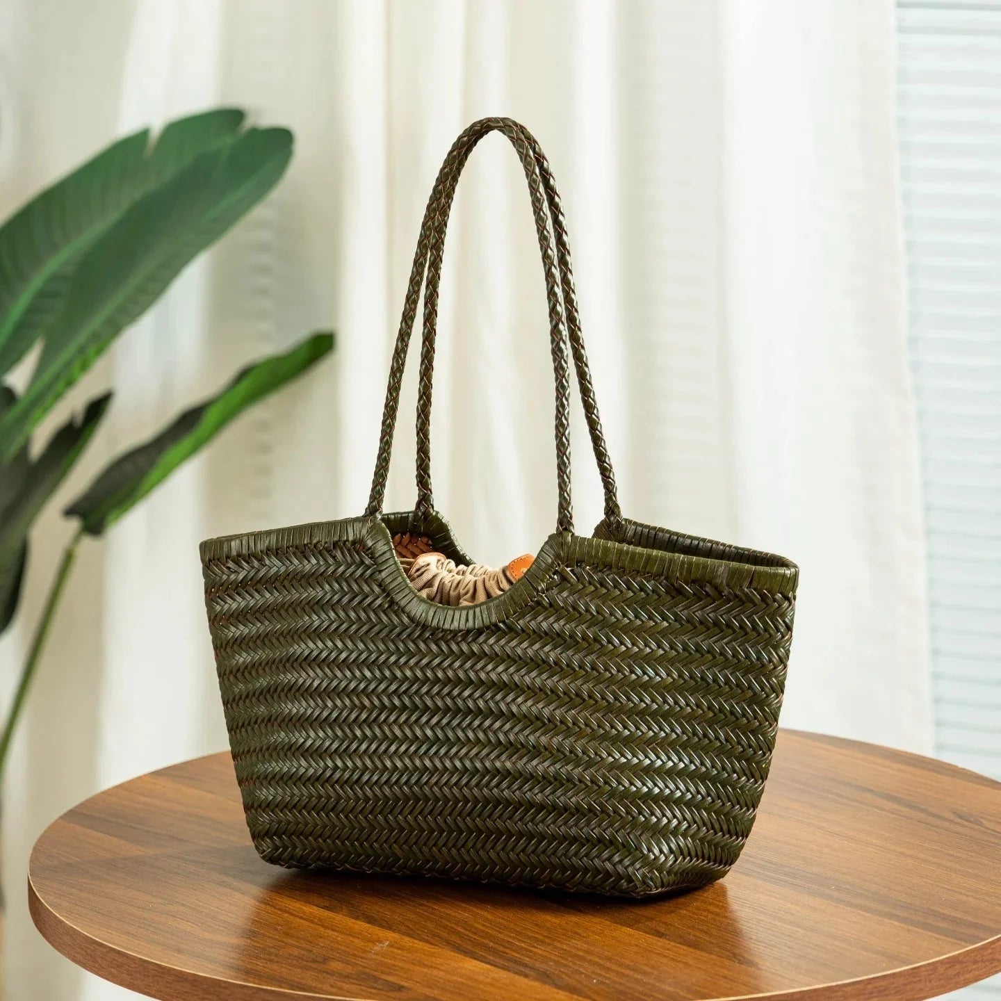 SOKYND Petra Handwoven Leather Tote Bag HandbagsSOKYND-989527-IVO-LARGE-93303IvoryLarge