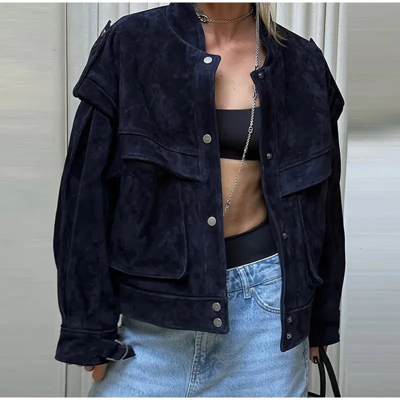 SOKYND Rachel Wide Shoulder Jacket JacketNavy BlueL
