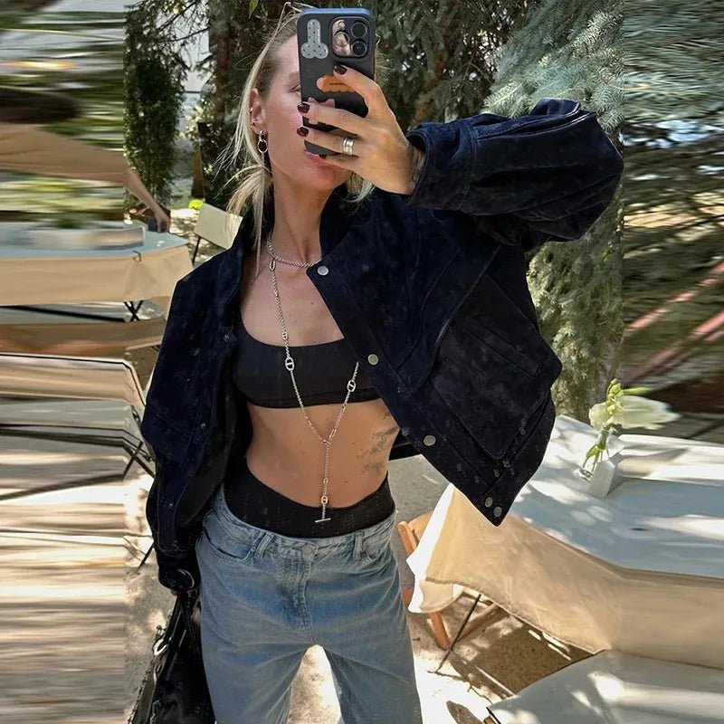 SOKYND Rachel Wide Shoulder Jacket JacketNavy BlueM