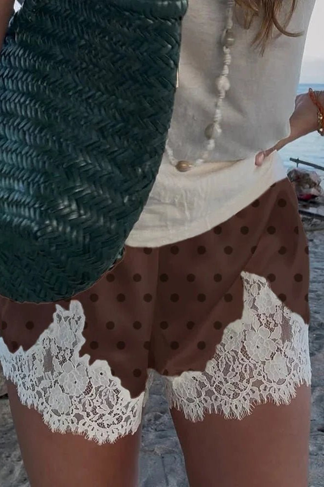 SOKYND Riona Polka Dot Lace Trim Shorts ShortsSOKYND-545367-WHI-S-49751White RedS