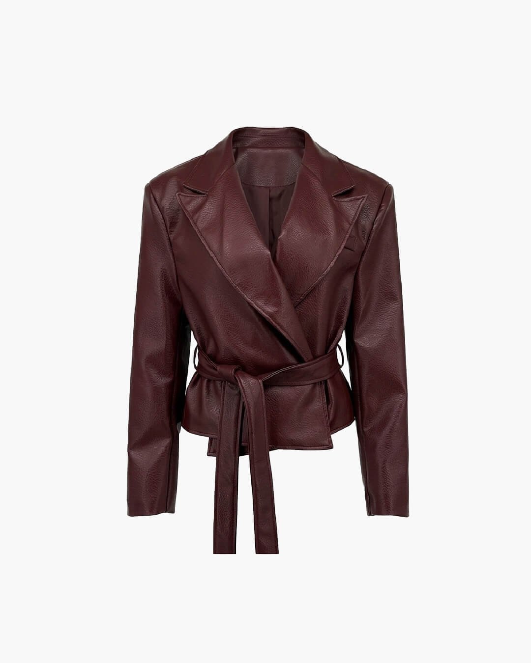 SOKYND Ruth Lace-Up Faux Leather Blazer Jacket JacketSOKYND-384855-BUR-M-82295BurgundyM